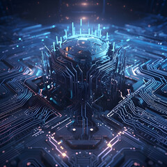 Wall Mural - 3D rendering of abstract futuristic computer circuit board. Technology concept