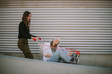 Two girls having fun