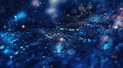 Abstract blue glitter background. Shiny glitter bokeh celebration lighting blur background.