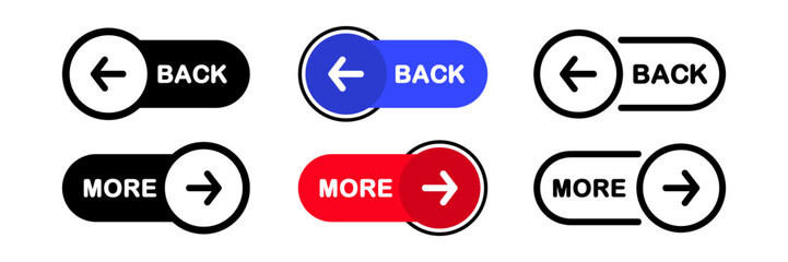 Fototapete - Previous and Next navigation buttons. Prev, next. Web page button for move to the next and previous item. Web buttons with arrow for web site and user interface . Web design elements