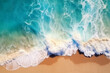 © © Ai Factory - Overhead photo of crashing waves on the shoreline. Tropical beach surf. Abstract aerial ocean view.