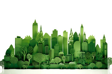 green eco city. sustainable city skyline