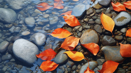 Poster - pebbles on the water HD 8K wallpaper Stock Photographic Image