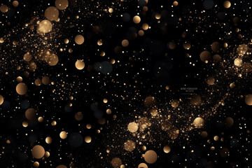 Wall Mural - Abstract gold glitter sequin background on black background
