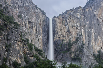 Poster - Yosemite National Park's Bridalveil Falls on Overcast Afternoon