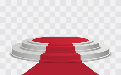 Aufkleber - Empty white stage with red carpet isolated. Winner vector background