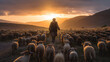 Guided by Twilight: A Shepherd's Evening Walk. Generative AI