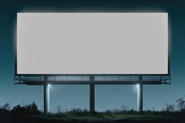 merged HD 4K Blank Billboard With Lighting During the dark,blank billboard on the street,blank billboard on the road