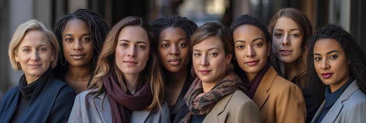 Portrait of Women is Day with Diversity Equity Inclusion in the Education Industry with Multiracial Female Teachers on street. Celebrating International. Generative ai