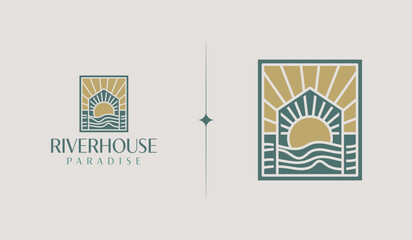 Wall Mural - Beach House Resort Logo. Universal creative premium symbol. Vector sign icon logo template. Vector illustration