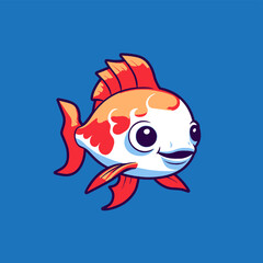 Cute Koi Fish in the Style of Playful Charaacter Design in Vecto