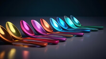 Colored Plastic Spoons With Different Volume For Loose Products. Generative Ai