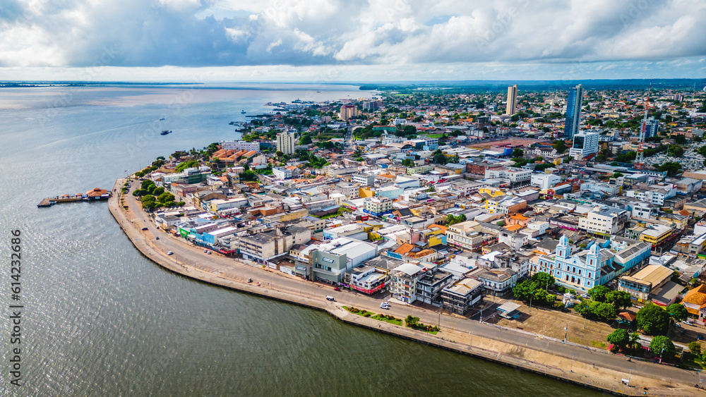 Aerial Riverside View of Santarém Pará Skyline Brazil Tapajós and ...