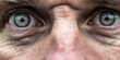 © Lubo Ivanko - Old senior man eyes, closeup detail to his face, both iris visible, wrinkled skin near. Generative AI