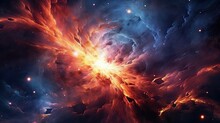Space Galaxy Cloud Nebula. Stary Night Cosmos. Universe Science Astronomy. Supernova Background Generative AI