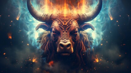 Wall Mural - zodiac sign taurus in cosmic space. generative ai.