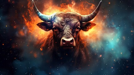 Wall Mural - zodiac sign taurus in cosmic space. generative ai.