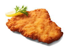 Homemade Breaded Chicken Schnitzel Isolated On Transparent Or White Background, Png