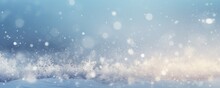 Beautiful Winter Snow Background Banner With Snowdrifts, With Beautiful Light And Snow Flakes On The Blue Sky. Ai Generative.