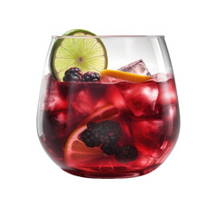 Sangria cocktail isolated on transparent background. Generative AI