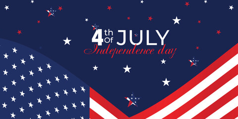 Wall Mural - Happy 4th of July. Fourth July Independence Day USA. Independence Day sale web banner. Independence Day USA social media promotion template. greeting card, banner, poster with United States flag