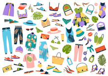 Clothing, Shoes, Accessories Vector Set For Summer