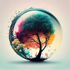 Wall Mural - tree with rainbow emblem