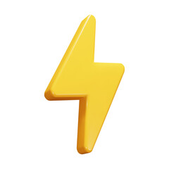 3d yellow charger symbol. Yellow sign thunder. Symbol of energy, danger. Minimalistic electrical discharge. Vector illustration.