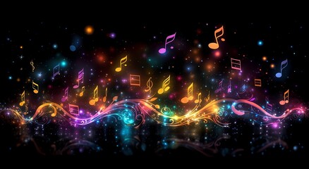 Wall Mural - abstract background, colored musical score, instrument, concert, entertainment