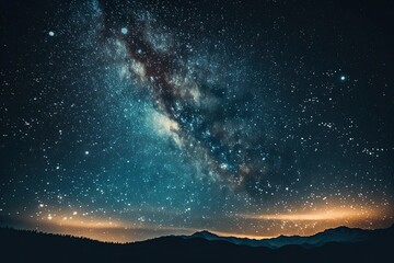 Wall Mural - clear night sky filled with shining stars and the Milky Way galaxy. Generative AI