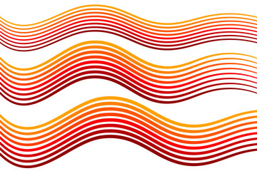 Wall Mural - set of 3 orange curve wave wavy liquid water abstract strips element flow transparent background vec