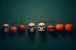 halloween props background and decoration pumpkin, skull, spider