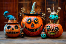 Halloween Props Background And Decoration Pumpkin, Skull, Spider