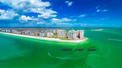 Wall Mural - aerial view of marco island, a popular tourist beach town, florida