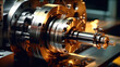The CNC lathe produces steel parts for the automotive manufacturing process