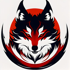 Wall Mural - red wolf tribal tattoo icon