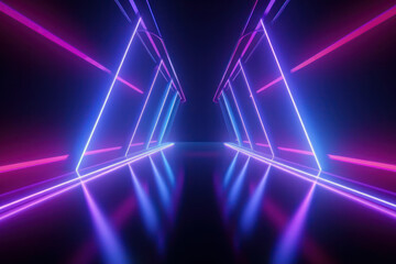 Wall Mural - Spectrum neon lights abstract background. Futuristic corridor. AI generated, human enhanced