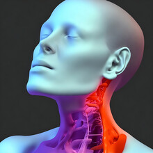 3d Medical Image With Female Holding Neck In Pain Created With Generative Ai Technology