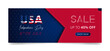 © DesignSoln - USA independence day sale horizontal banner web, ad, social media template with editable.