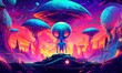 © CYBERUSS - Colorful Alien Illustration Background. Generative Ai