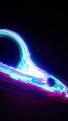 Wall Mural - a neon black hole in space