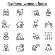 © Puckung - Business woman icon set in thin line style