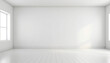 Empty white room with wall and window, 3D illustration, ai generative., mockup