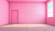 Empty pink room with wall and door, 3d illustration, mockup, ai generative. 