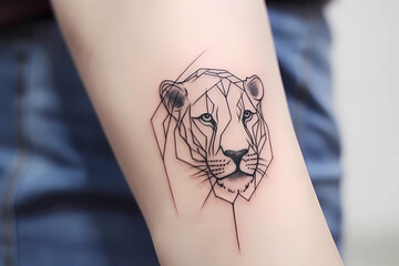 Wall Mural - Lioness tattoo design for men or women. Generative AI.