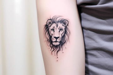 Wall Mural - Lion tattoo design for men or women. Generative AI.