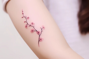 Wall Mural - Cherry blossom tattoo design for men or women. Generative AI.