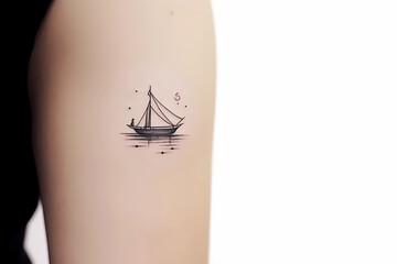 Boat tattoo design for men or women. Generative AI.