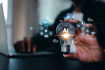 AI learning and business artificial intelligence system for cyber digital transformation technology of ideas and global or Use Ai for Data analysis, processing and management internet of things IoT