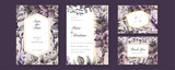 Fototapeta Boho - Purple orchid floral flower vector elegant hand drawing wedding invitation floral design watercolor